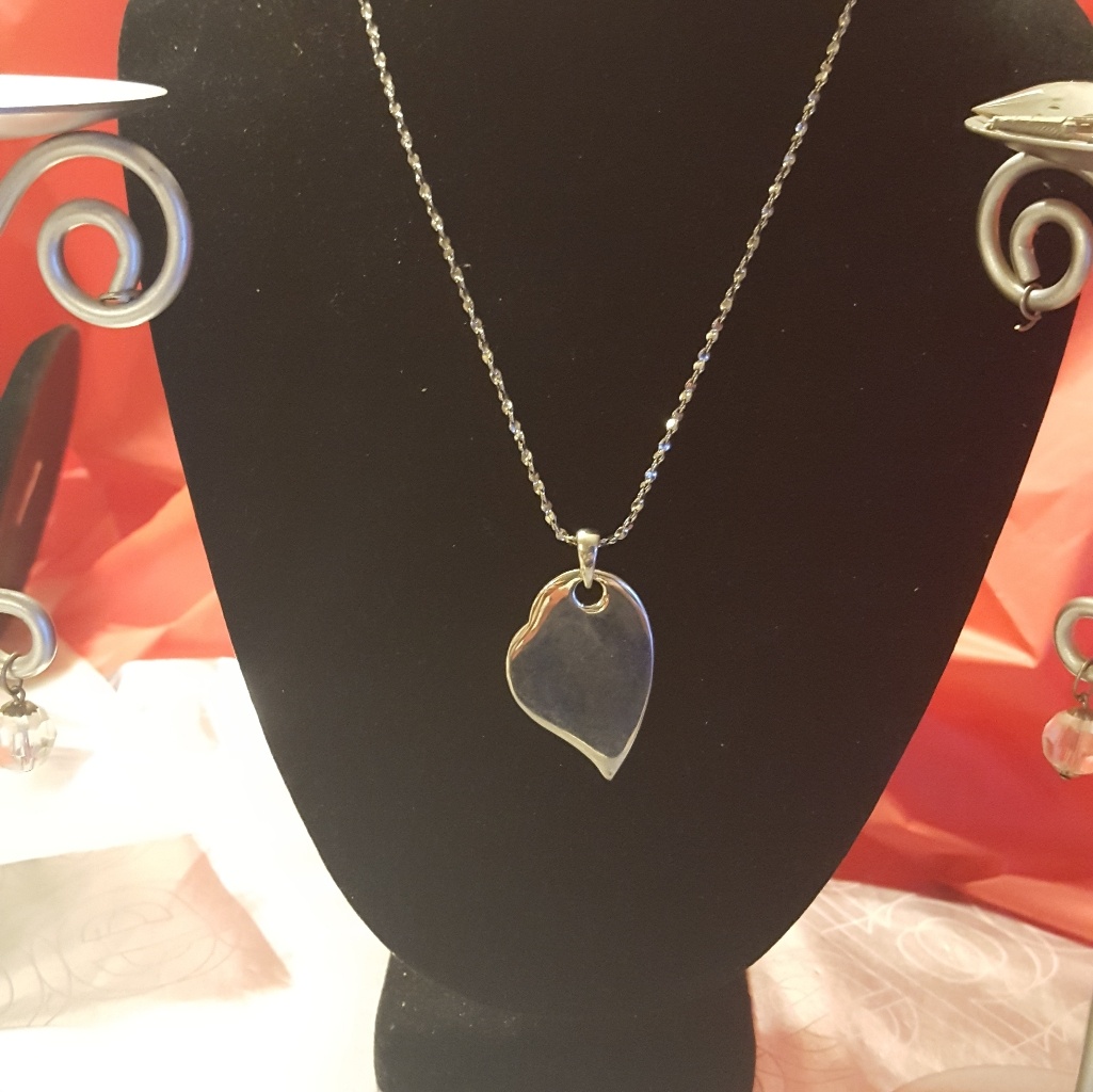 Silver Engravable Heart Cloud Charm Necklace New